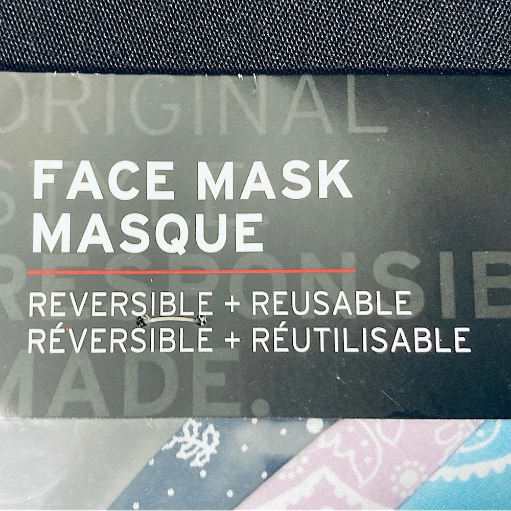 ⭐️ Levi’s Reusable Paisley Fabric Face Masks 3 Pack Blue And Purple Size Large